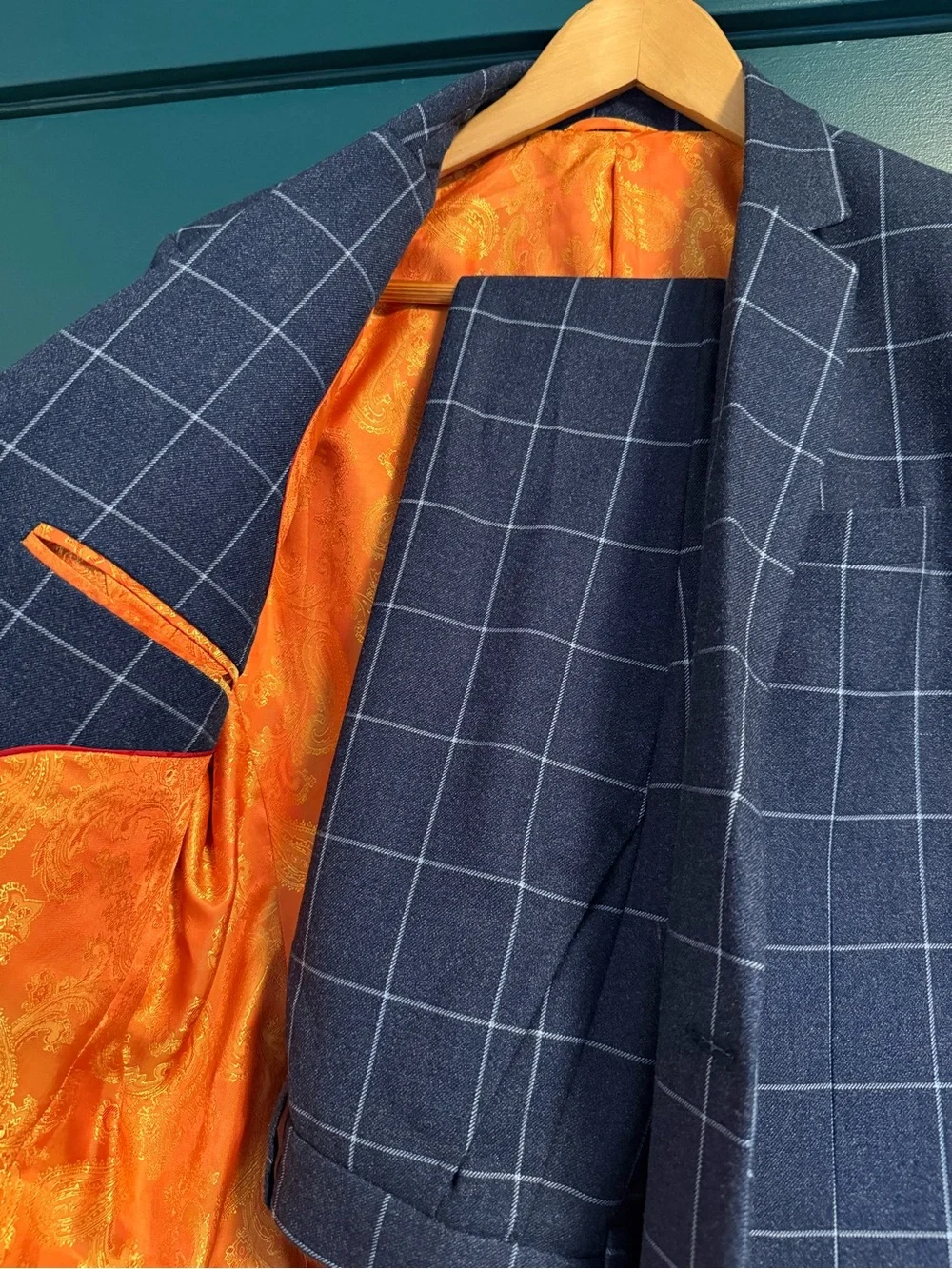 Men's Windowpane Navy Suit - Picture 4 of 10